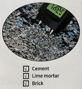 GM603 Moisture Meter side view showing probe and indicator lights