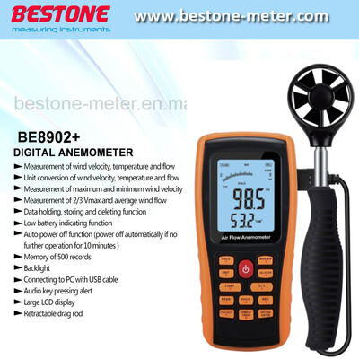 comprar Anemômetro de fluxo de ar Ferramentas de medição digital Be8902+ com ecrã LCD fabricação em linha