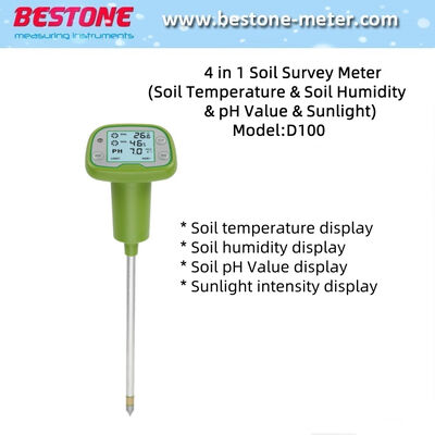 ซื้อ พืชดอกไม้การเกษตร 4 ใน 1 เครื่องทดสอบดิน D100 ด้วยการตรวจจับความชื้น PH Temp Light การผลิตออนไลน์