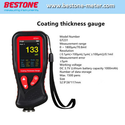 acheter Gt231 Jauge d'épaisseur de revêtement portable numérique Testeur d'épaisseur de peinture numérique fabrication en ligne
