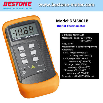 Buy Data Hold Digital Thermometers with K Type Sensors Alarm Display Overload Dm6801b online manufacture