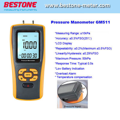 comprare GM511 Manometro Digitale USB a Pressione Differenziale Tester +-10kpa fabbricazione online