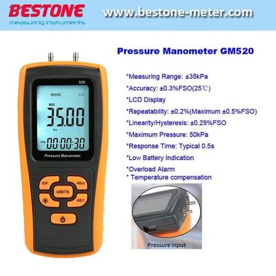 kaufen GM520 Industriedifferenzdruckmanometer +/-35kpa mit LCD-Display Online-Herstellung