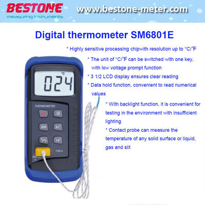 satın al K Tipi Termokopül Sensörleri / Veri Tutma Fonksiyonu Alarm Ekranı Digital Termometre Aşırı yük Sm6801e Çevrimiçi üretim