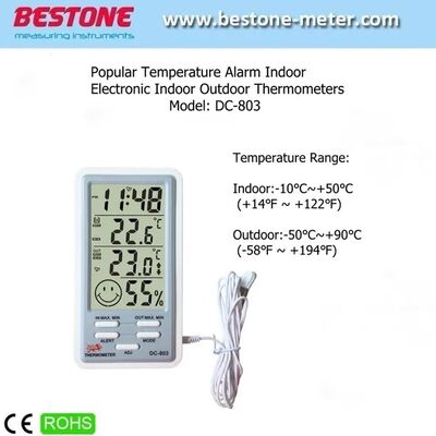 ซื้อ นาฬิกาไฮกรูเทอร์โมเมตรที่มีอุณหภูมิภายในและภายนอก (DC-803) การผลิตออนไลน์