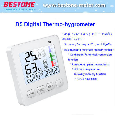 comprar D5 Higrômetro Digital Termômetro para casa Alto monitor de temperatura de humidade de precisão com ecrã LCD Fonte preta fabricação em linha