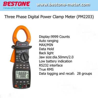 Buy Three Phase Digital Power Clamp Meter PM2203 with LCD Display online manufacture