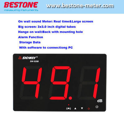 comprar Medidor de Nivel de Sonido Digital de Pantalla Grande 30~130dB con Transferencia de Datos USB y Medidor de Ruido para Colgar en la Pared Fabricación en línea