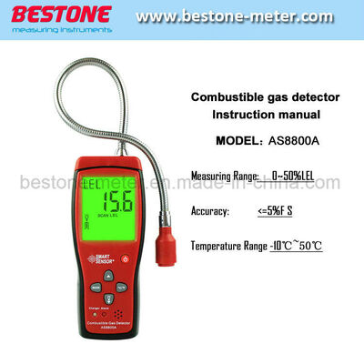kopen Draagbare brandbare gasdetector met groot LCD-scherm en temperatuurmeting Gaslekkadetector, gasmonitor As8800A online vervaardiging