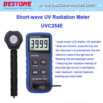 acheter Testeur de mesure de la lumière UVC UV254e, compteur de rayonnement UVC UVC avec détecteur d'intensité réglable fabrication en ligne