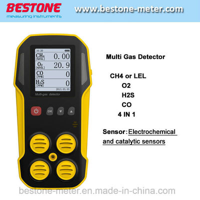شراء كاشف تسرب الغاز المحمول CH4/Lel Co H2s O2 Multi 4 في 1 المحلل أداة سلامة منجم الفحم تصنيع عبر الإنترنت
