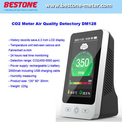 acheter Moniteur de CO2 de bureau avec enregistrement par enregistreur de données, compteur de CO2 Détecteur de qualité de l'air intérieur Dioxyde de carbone/temperature Humidité compteur Dm128 fabrication en ligne