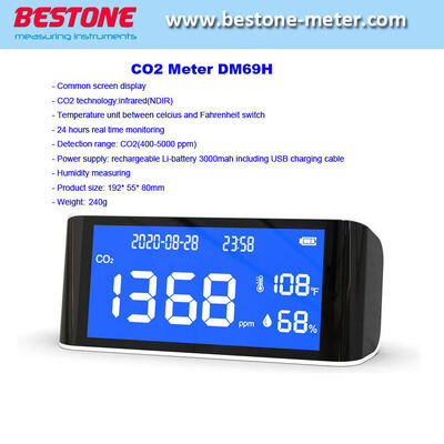kaufen Desktop Luftqualitätsmonitor CO2-Gasanalysator CO2-Detektor Gasdetektor CO2-Messgerät Thermometer Kohlendioxid-Messgerät Dm69h on-line-Fertigung