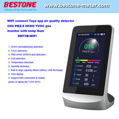 comprar WiFi Connect Tuya APP Monitor de calidad del aire multifunción para CO2 PM2.5 HCHO TVOC fabricación en línea