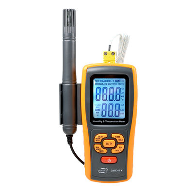 satın al GM1360 Serisi Dijital Nem ve Sıcaklık Ölçücüsü Büyük LCD Çift Ekranlı K Tipi Termokople ve Bluetooth Fonksiyonu Çevrimiçi üretim