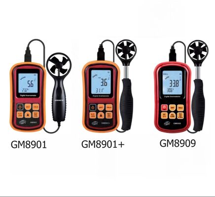 Купить Цифровой анемометр GM8901, GM8901+, GM8909 с двухъярусным ЖК-дисплеем, выдвижным стержнем и измерением объема воздуха для скорости ветра и температуры Производство в сети